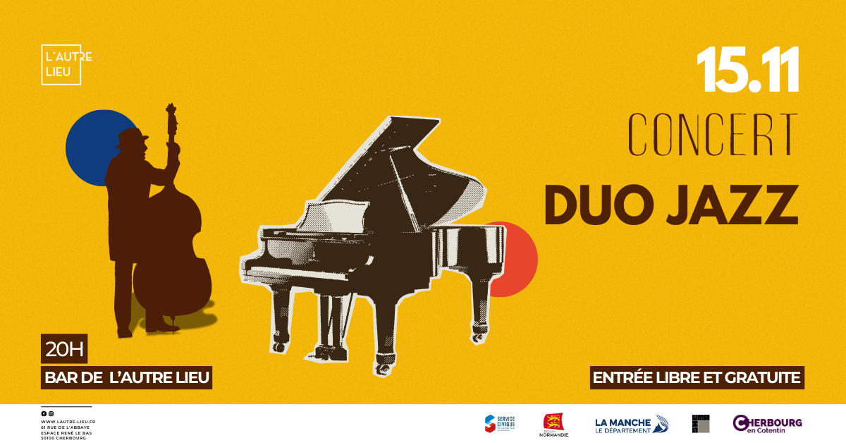 Plongez dans l'élégance du jazz avec ce concert en duo, le 15 novembre prochain. Douce soirée en perspective ! Joignez-vous à nous pour un concert de jazz en duo, où le piano et la contrebasse fusionnent dans une harmonie envoûtante. Laissez-vous emporter par la magie de la musique, dans une atmosphère chaleureuse...